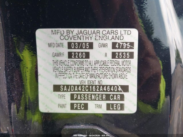 45941263 :رقم المزاد ، SAJDA42C162A46404 vin ، 2006 Jaguar Xk8 مزاد بيع