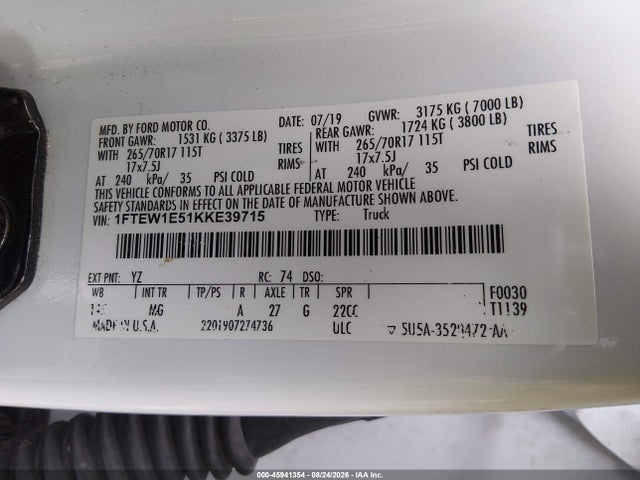1FTEW1E51KKE39715 Ford F-150 Xlt