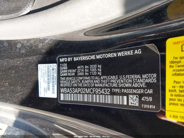 Aukcja sprzedaży 2021 Bmw 430i, vin: WBA53AP02MCF95432, numer aukcji: 45941365