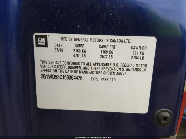 Продажа на аукционе авто 2006 Chevrolet Impala Ss, vin: 2G1WD58C169364476, номер лота: 45941375