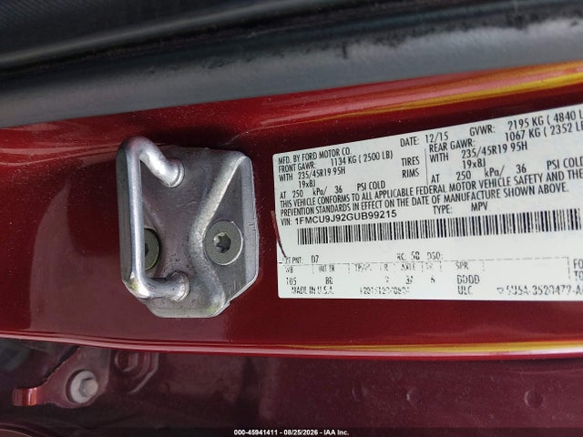 Продажа на аукционе авто 2016 Ford Escape Titanium, vin: 1FMCU9J92GUB99215, номер лота: 45941411