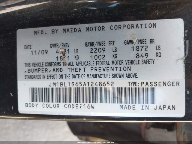 Aukcja sprzedaży 2010 Mazda Mazda3 S Grand Touring, vin: JM1BL1S65A1248652, numer aukcji: 45941455