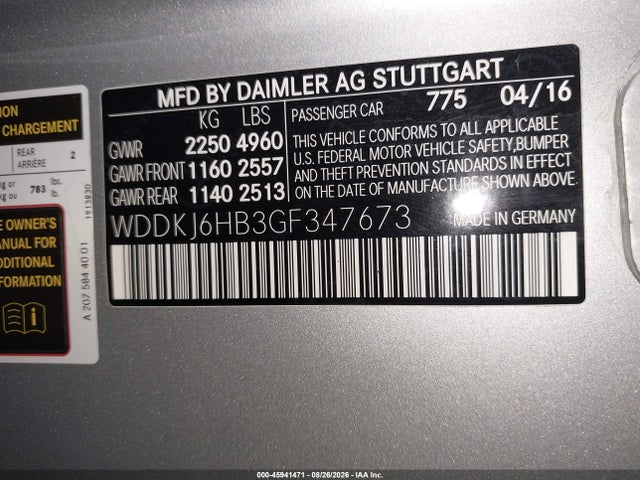 Продажа на аукционе авто 2016 Mercedes-benz E 400 4matic, vin: WDDKJ6HB3GF347673, номер лота: 45941471