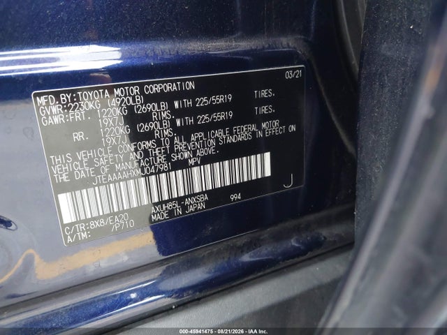 Toyota Venza Limited 2021 JTEAAAAHXMJ047981 Image 9