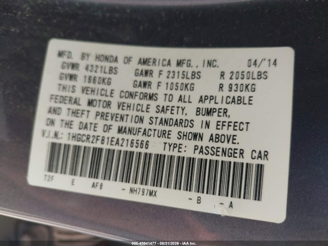 Honda Accord Ex-l 2014 1HGCR2F81EA216566 Image 9