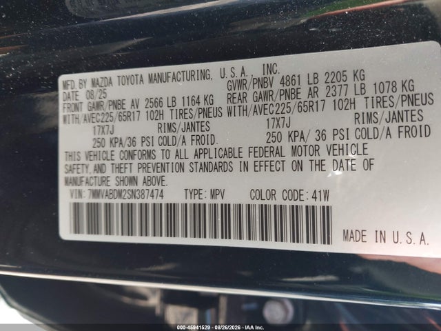 45941529 :رقم المزاد ، 7MMVABDM2SN387474 vin ، 2025 Mazda Cx-50 2.5 S Premium Package مزاد بيع