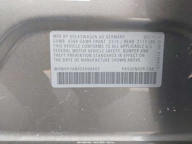 Продажа на аукционе авто 2012 Volkswagen Cc Lux, vin: WVWHP7AN6CE508403, номер лота: 45941582