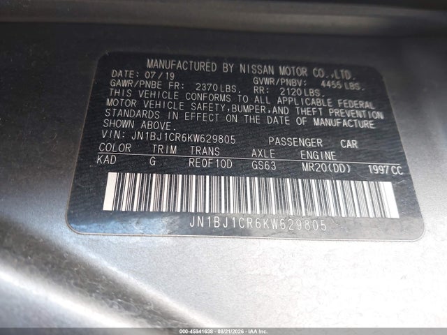 JN1BJ1CR6KW629805 Nissan Rogue Sport Sl