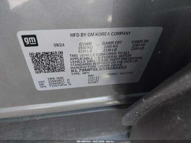 Продаж на аукціоні авто 2025 Chevrolet Trailblazer Fwd Lt, vin: KL79MPSL6SB080453, номер лоту: 45941641