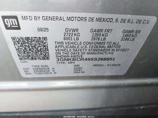 2025 Chevrolet Blazer Fwd 2lt მანქანა იყიდება აუქციონზე, vin: 3GNKBCR49SS268851, აუქციონის ნომერი: 45941656