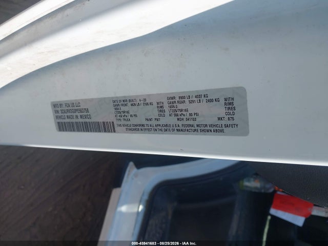 45941683 :رقم المزاد ، 3C6LRVDG0PE563758 vin ، 2023 Ram Promaster 2500 High Roof 159 Wb مزاد بيع