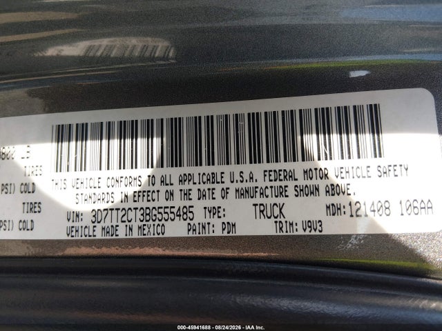 Продажа на аукционе авто 2011 Ram Ram 2500 St, vin: 3D7TT2CT3BG555485, номер лота: 45941688