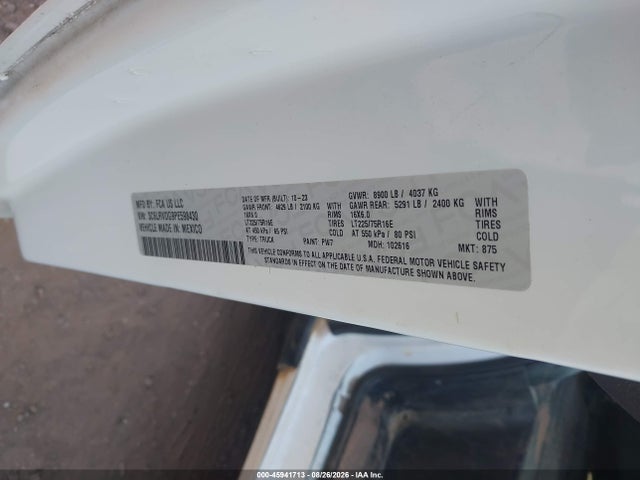 45941713 :رقم المزاد ، 3C6LRVDG9PE598430 vin ، 2023 Ram Promaster 2500 High Roof 159 Wb مزاد بيع