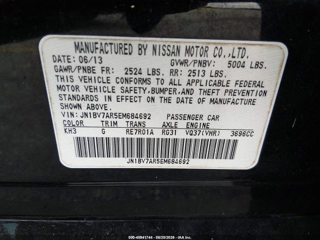 Auction sale of the 2014 Infiniti Q50 Sport, vin: JN1BV7AR5EM684692, lot number: 45941744