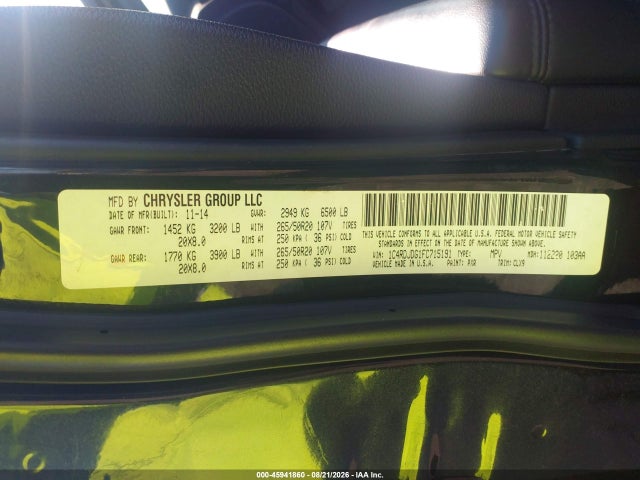 Aukcja sprzedaży 2015 Dodge Durango Limited, vin: 1C4RDJDG1FC715191, numer aukcji: 45941860
