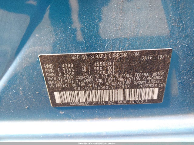 45941904 :رقم المزاد ، 4S3GTAD60J3712938 vin ، 2018 Subaru Impreza 2.0i Premium مزاد بيع