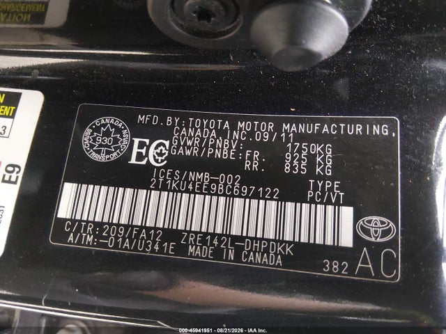 Auction sale of the 2011 Toyota Matrix, vin: 2T1KU4EE9BC697122, lot number: 45941951