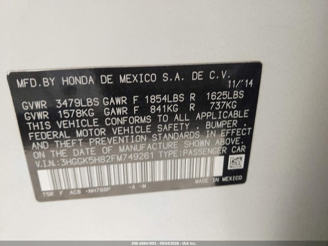 Honda Fit Ex/ex-l 2015 3HGGK5H82FM749261 Image 9