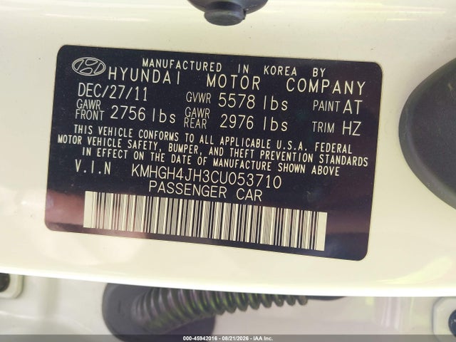 Aukcja sprzedaży 2012 Hyundai Equus Signature, vin: KMHGH4JH3CU053710, numer aukcji: 45942016