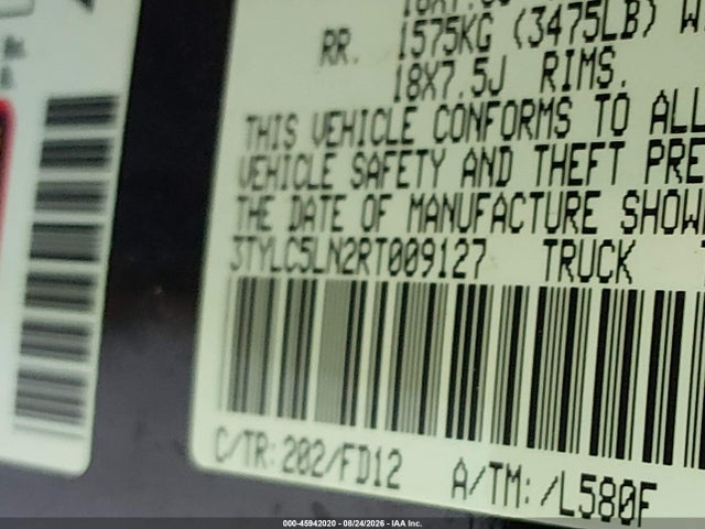 45942020 :رقم المزاد ، 3TYLC5LN2RT009127 vin ، 2024 Toyota Tacoma Hybrid Trd Off Road 4wd مزاد بيع