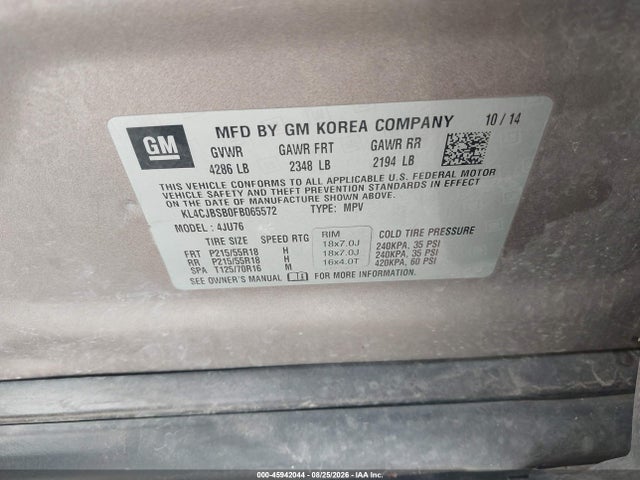 Продаж на аукціоні авто 2015 Buick Encore Convenience, vin: KL4CJBSB0FB065572, номер лоту: 45942044