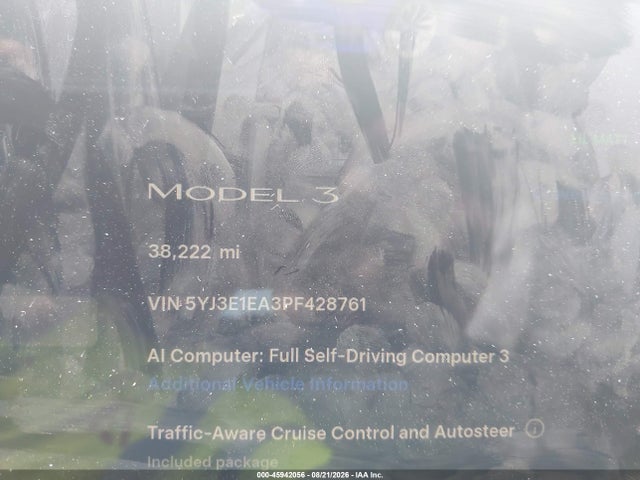 Aukcja sprzedaży 2023 Tesla Model 3 Rear-wheel Drive, vin: 5YJ3E1EA3PF428761, numer aukcji: 45942056