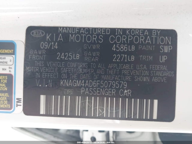 Продаж на аукціоні авто 2015 Kia Optima Hybrid, vin: KNAGM4AD6F5079579, номер лоту: 45942073