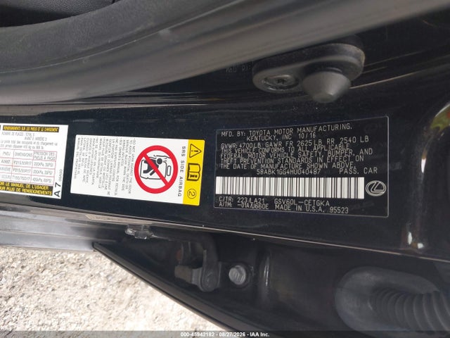 45942182 :رقم المزاد ، 58ABK1GG4HU040487 vin ، 2017 Lexus Es 350 مزاد بيع