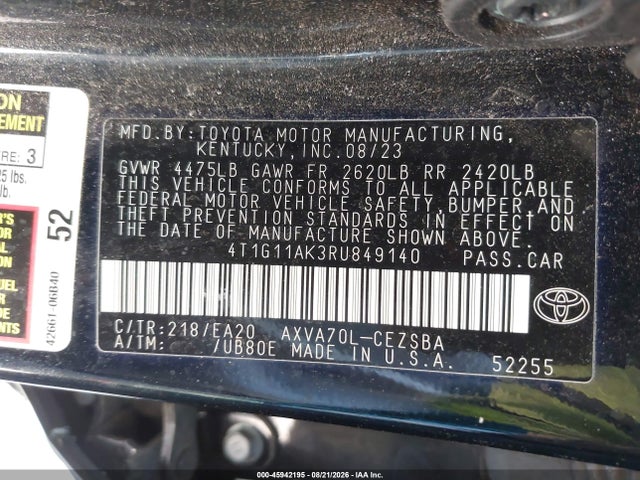 Toyota CAMRY SE 2024 4T1G11AK3RU849140 Image 9