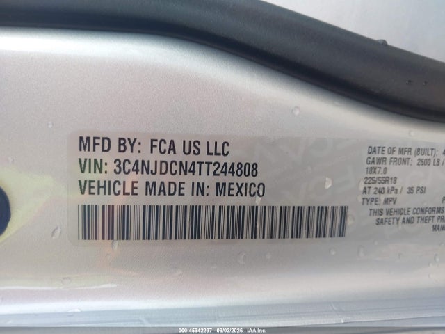 45942237 :رقم المزاد ، 3C4NJDCN4TT244808 vin ، 2026 Jeep Compass Limited مزاد بيع