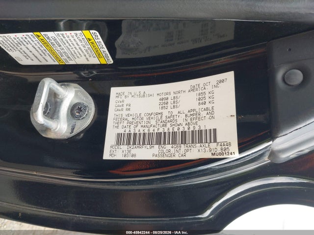 45942244 :رقم المزاد ، 4A3AK64F38E030931 vin ، 2008 Mitsubishi Eclipse Gs/se مزاد بيع