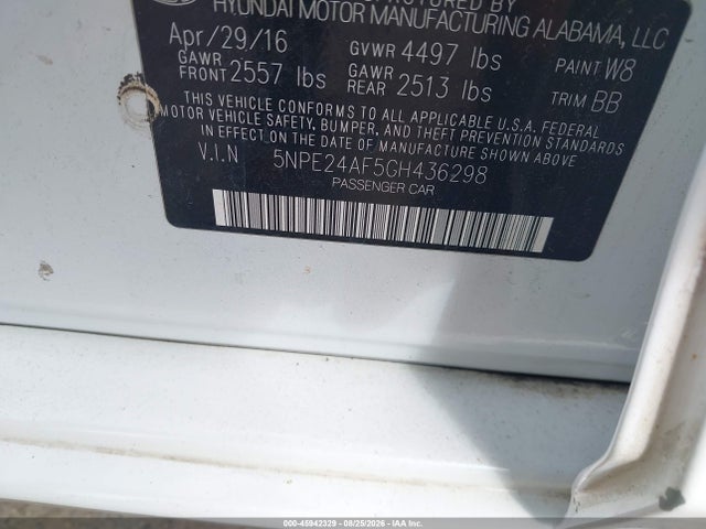 Продажа на аукционе авто 2016 Hyundai Sonata Se, vin: 5NPE24AF5GH436298, номер лота: 45942329