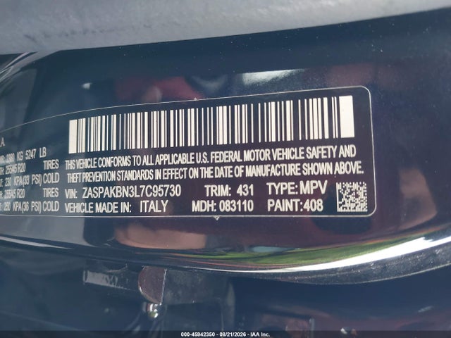 Aukcja sprzedaży 2020 Alfa Romeo Stelvio Ti Awd, vin: ZASPAKBN3L7C95730, numer aukcji: 45942350