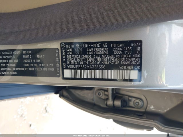 45942357 :رقم المزاد ، WDBJF55F2VA337556 vin ، 1997 Mercedes-benz E 320 مزاد بيع