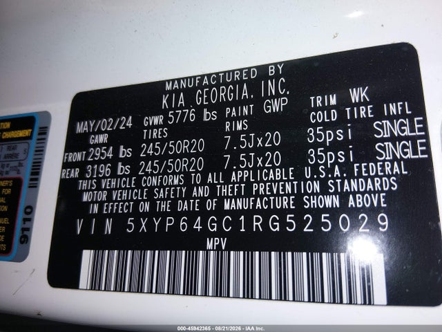 2024 Kia Telluride S მანქანა იყიდება აუქციონზე, vin: 5XYP64GC1RG525029, აუქციონის ნომერი: 45942365