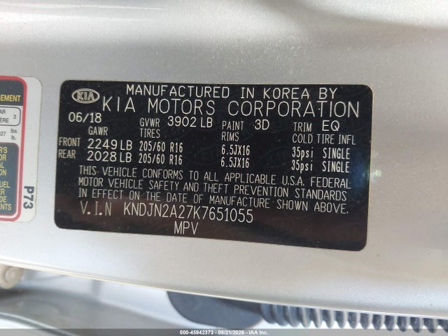 2019 Kia Soul მანქანა იყიდება აუქციონზე, vin: KNDJN2A27K7651055, აუქციონის ნომერი: 45942373