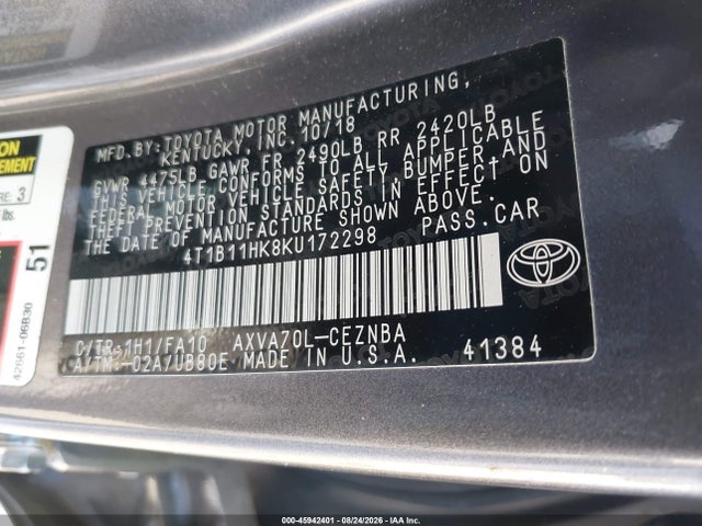Toyota CAMRY LE 2019 4T1B11HK8KU172298 Image 9