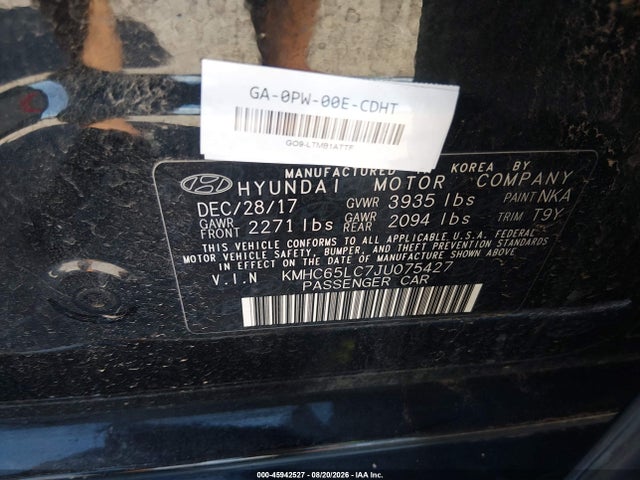 Aukcja sprzedaży 2018 Hyundai Ioniq Hybrid Blue, vin: KMHC65LC7JU075427, numer aukcji: 45942527