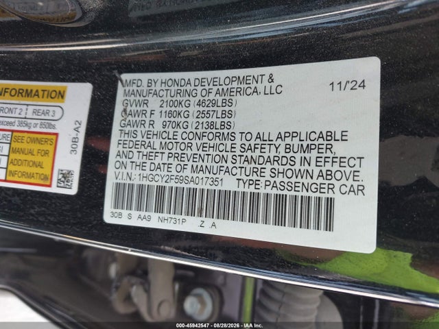 Продажа на аукционе авто 2025 Honda Accord Hybrid Sport, vin: 1HGCY2F59SA017351, номер лота: 45942547
