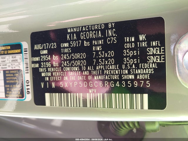 Aukcja sprzedaży 2024 Kia Telluride Sx X-line, vin: 5XYP5DGC6RG435975, numer aukcji: 45942554