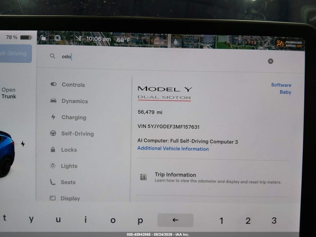 2021 Tesla Model Y Performance Dual Motor All-wheel Drive მანქანა იყიდება აუქციონზე, vin: 5YJYGDEF3MF157631, აუქციონის ნომერი: 45942568
