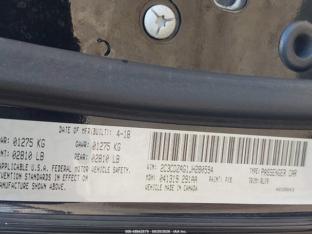 2C3CDZAG1JH280594 Dodge Challenger Sxt Plus
