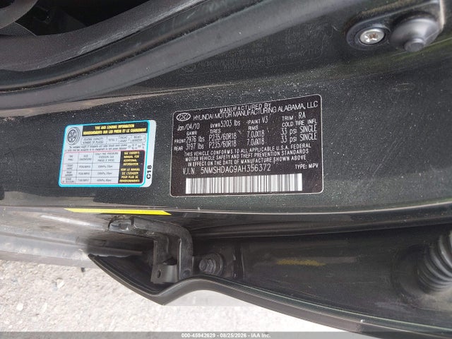 Продаж на аукціоні авто 2010 Hyundai Santa Fe Se, vin: 5NMSHDAG9AH356372, номер лоту: 45942629