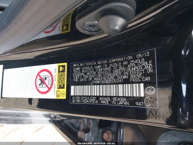 Продаж на аукціоні авто 2013 Lexus Es 300h, vin: JTHBW1GG4D2030241, номер лоту: 45942650