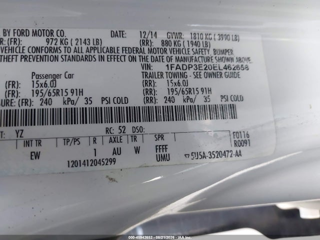 Ford FOCUS S 2014 1FADP3E20EL462658 Image 9