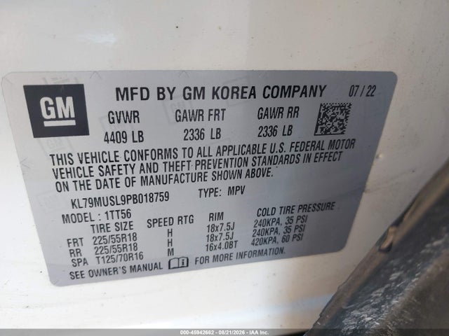Продаж на аукціоні авто 2023 Chevrolet Trailblazer Awd Rs, vin: KL79MUSL9PB018759, номер лоту: 45942662