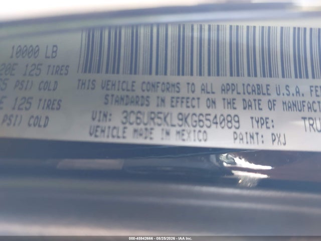 Продажа на аукционе авто 2019 Ram 2500 Laramie  4x4 8' Box, vin: 3C6UR5KL9KG654089, номер лота: 45942666
