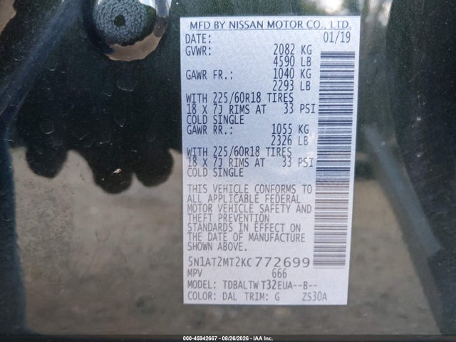 Nissan ROGUE SV 2019 5N1AT2MT2KC772699 Image 9