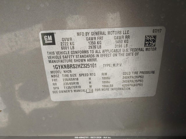 Aukcja sprzedaży 2017 Cadillac Xt5 Luxury, vin: 1GYKNBRS2HZ325101, numer aukcji: 45942701
