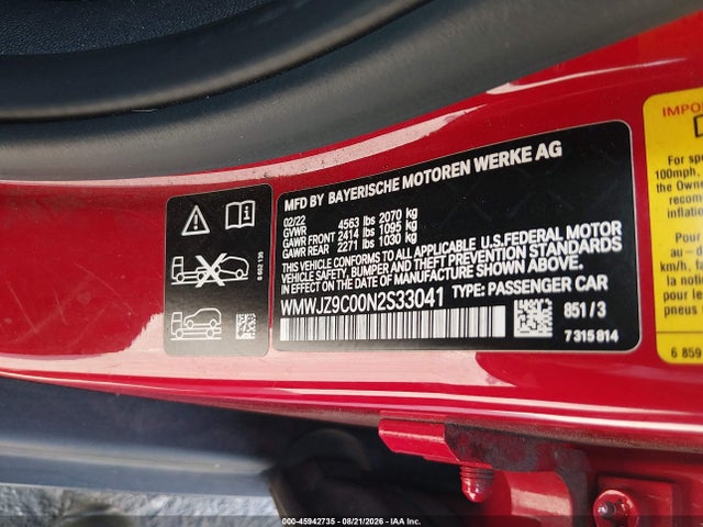45942735 :رقم المزاد ، WMWJZ9C00N2S33041 vin ، 2022 Mini Clubman John Cooper Works مزاد بيع